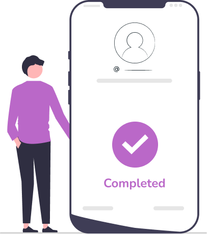 Illustration of a completed process on a mobile phone